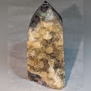 Rainbow Fluorite With Calcite Tower
